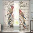 thumbnail image 2 of Farmhouse Birds Sheer Curtains 96 Inches Long 2 Panels Set, Window Sheer Curtains for Living Room/Bedroom, Country Envelope Postmark Rustic Botancial Light Filter Rod Pocket Curtain 52'' x 96'' x 2, 2 of 7