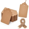 thumbnail image 1 of SallyFashion 100 etiquetas de regalo con cuerda adjunta, etiquetas colgantes de papel Kraft de 1,7 x 2,8 pulgadas para ropa, manualidades, bodas, vacaciones (marrón), 1 of 7