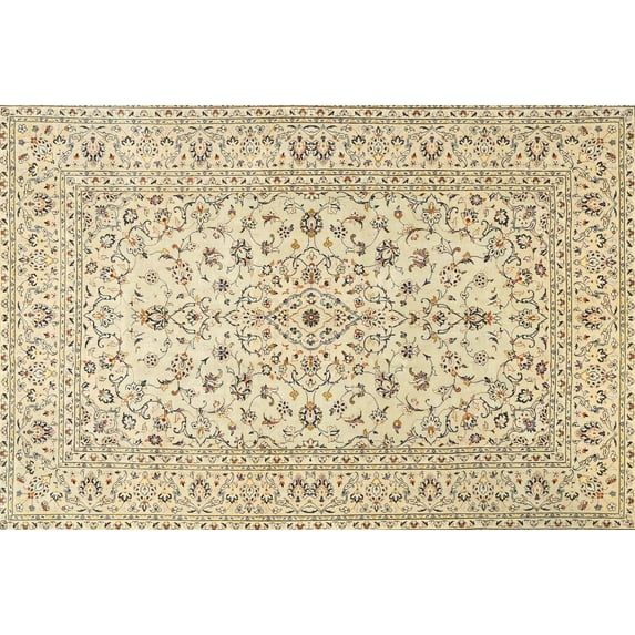 Ahgly Company Indoor Rectangle Traditional Khaki Gold Medallion Area Rugs, 8' x 10'