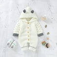 thumbnail image 4 of Fjofpr Baby Girl Clothes 12 Months Newborn Baby Girls Boys Winter Warm Knit Outwear Sweater Hooded Romper Jumpsuit（0-24M）, 4 of 9