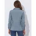 thumbnail image 4 of INSPIRE CHIC Women's Drawstring Waist Flap Pockets Lightweight Utility Jacket Grey Blue XL, 4 of 5