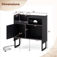 thumbnail image 3 of Gymax Support pour Tourne-Disque avec Prises de Courant, Support de Rangement pour Vinyles, pour jusqu'à 250 Albums, Noir, 3 of 10