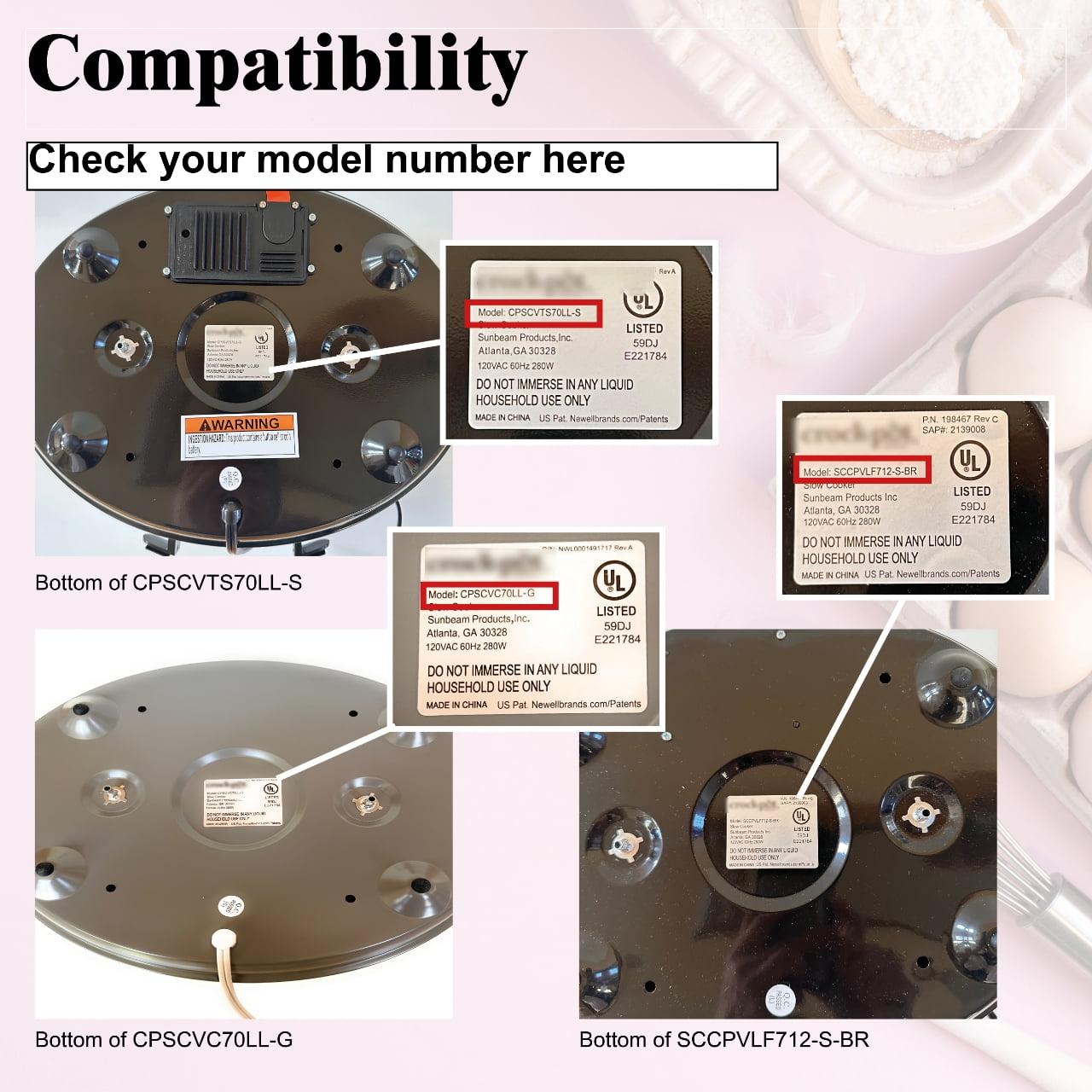 6qt Ceramic Pot Replacement for Crockpot Slow Cooker,ONLY Compatible with Models  SCCPVL600-S-BR, CPSCV060LL-BP, CPSCVC60LL-S
