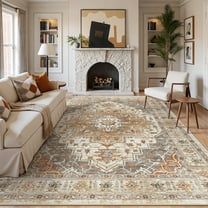 Roxstand Washable Area Rugs 8x10, Stain Resistant Lightweight Vintage Rugs for Living Room, Non Skid Farmhouse Bedroom Rugs(8'x10', Vintage01-Turmeric)