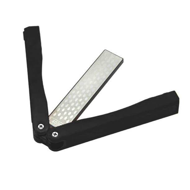 Bewildely Afilador Mini plegable piedra de afilar tijeras cocina Whetstone hogar herramientas Gadgets para Camping senderismo Cocina y Comedor Negro