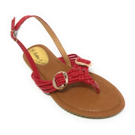 

Victoria K Women s Multi Straps With Gold Side Buckles Sandals
