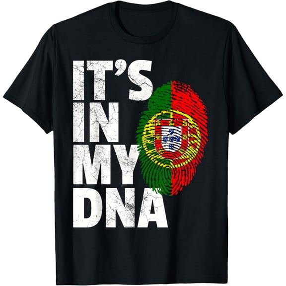 Portugal Heritage Pride It's In My DNA Distressed Fingerprint Flag T-Shirt Retro Portuguese Roots Apparel for Men Women Unisex Graphic Tee