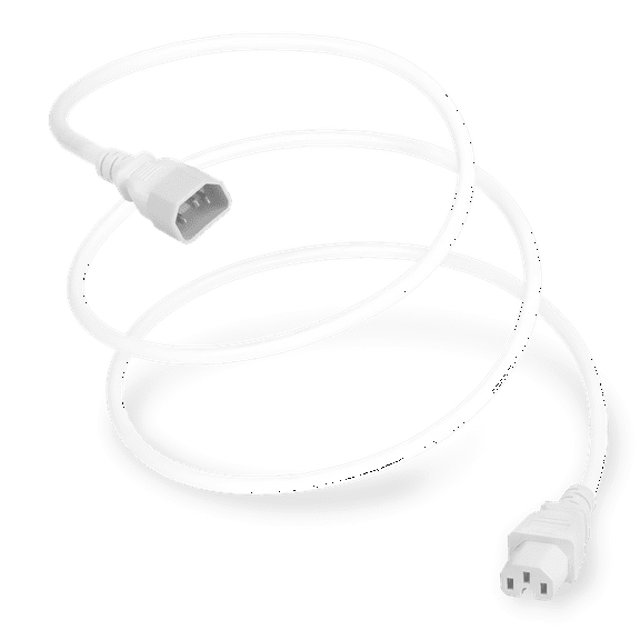 World Cord Sets 9 Foot IEC 60320 C14 to C15 High Temperature Equipment 15 Amp Power Cable (White)