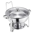 thumbnail image 5 of KFFKFF Chafing Dish Buffet Set, 5 Qt 4 Pack Round-Shaped Stainless Steel Chafing Dishes with 4 Full Size Trays, Glass Lid, Water Tray, Foldable Stand and Fuel Container, Perfect for Weddings, 5 of 8