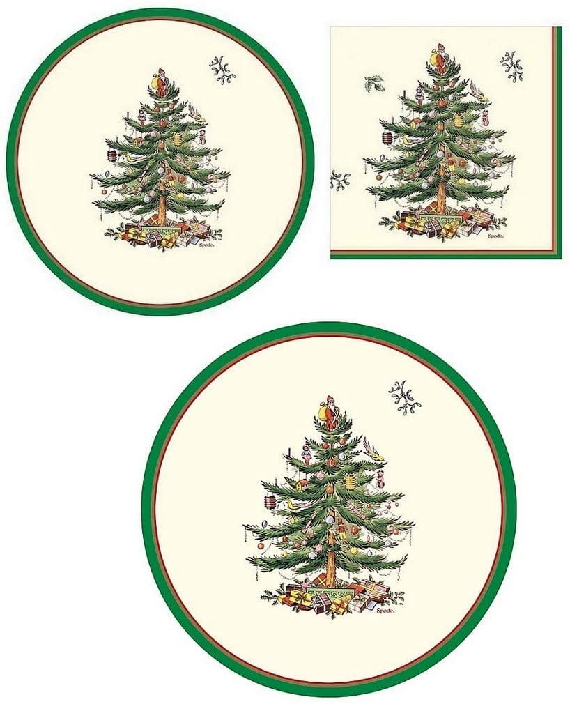 Spode Christmas Tree Paper Set 8 Dinner and 8 Luncheon Plates with 20