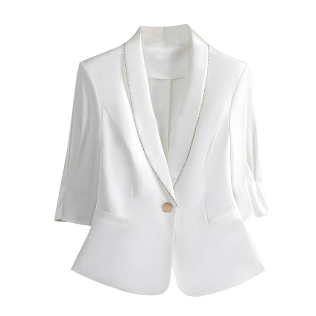 YABCSAZ Manteaux Printemps Automne Hiver pour Femmes, Mode Décontractée Couleur Unie avec Poches Col Rabattu Manches 3/4 Blouse Blazer, Vêtements d'Extérieur Décontractés pour Filles / Vestes / Manteaux, Liquidation de Noël!