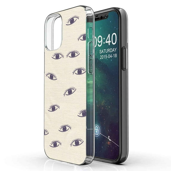 TalkingCase Slim Phone Case Compatible for Apple iPhone 12 Mini, Eyes Print, Lightweight,Flexible,Soft, USA