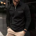 thumbnail image 2 of Polos ajustados con cuello unicolor para hombre, jersey liso, corte ajustado, elasticidad, talla emo, S, ofertas de ropa, sudaderas nuevas XL para hombre, 2 of 5