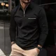 thumbnail image 2 of Polos ajustados con cuello unicolor para hombre, jersey liso, corte ajustado, elasticidad, talla emo, S, ofertas de ropa, sudaderas nuevas XL para hombre, 2 of 4
