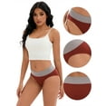 thumbnail image 3 of Unique Bargains Women's Mid-Waisted Color-Block Panties Full Coverage Briefs L Wine Red, 3 of 6