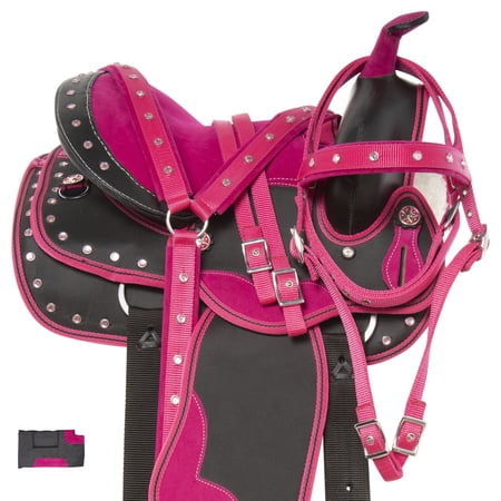 Cute Pink Western Pink Crystal Show Kids Youth Horse Saddle Tack Pad 12 13 (12")