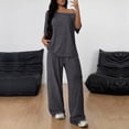 thumbnail image 2 of Two Piece Sets for Women Going out Round-Neck Short Sleeve And Long Pants Casual 2PC Sets, 2 of 6