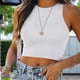thumbnail image 4 of Parte Superior De La Cosecha Top corto para mujer Estilo casual Cami Top corto Slim Fit Traje diario (Blanco XL) Cgtredaw para Mujer Blanco T L, 4 of 6