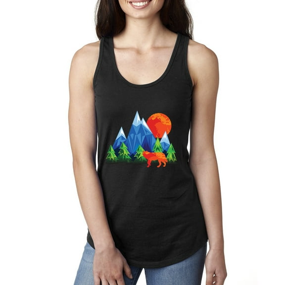 Neon Colorful California Bear Sunset Cali Redwoods | Womens Fashion Jersey Racerback Tank Top, Black, Small