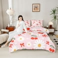 thumbnail image 4 of Castle Fairy Boys Girls Floral Daisy Bedding Comforter Set 2pcs,Kawaii Red Cherry Twin Comforter Sets Microfiber,Cartoon Ribbon Bow Knot Breathable Bedding Set,Microfiber Bedroom Decor,Reversible, 4 of 8