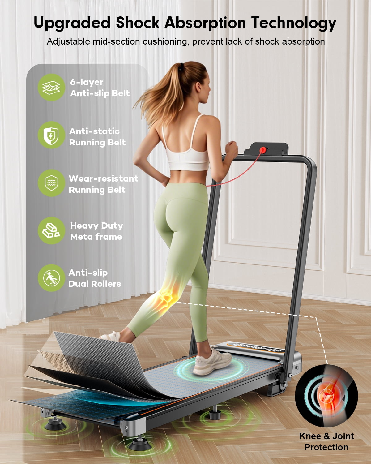 Foldable Treadmill with 10% Incline, 3.5HP Low Noise Walking Pad Treadmill with Handle Bar,4 in 1 Portable Under Desk Treadmills for Home/Office, 350 Lbs Capacity, APP & Remote Control