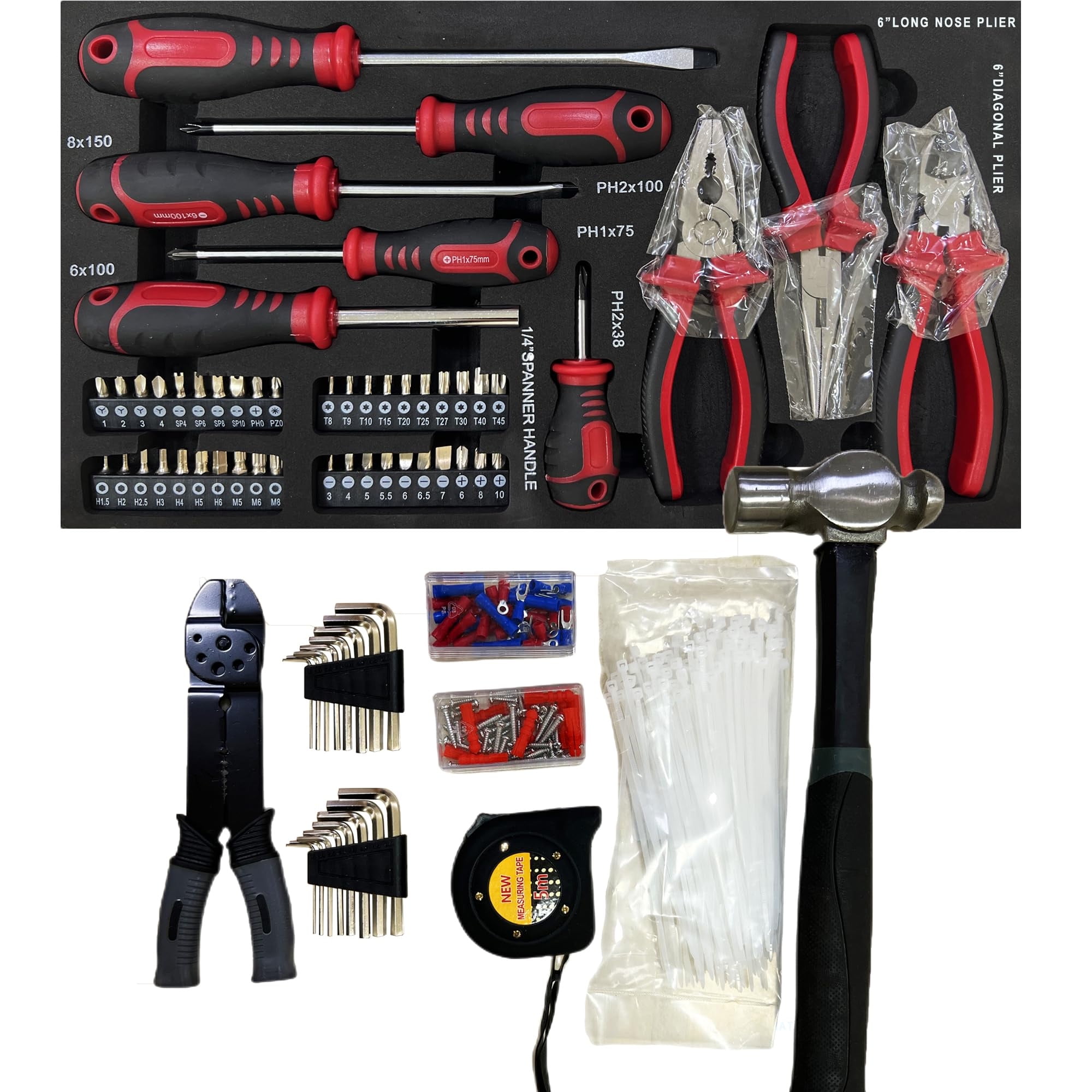 Aukfa 439-Piece Mechanics Tool Set, 3 Drawer Tool Organizer Metal Box w/ Tool Kit for Home, Auto Repair, Orange