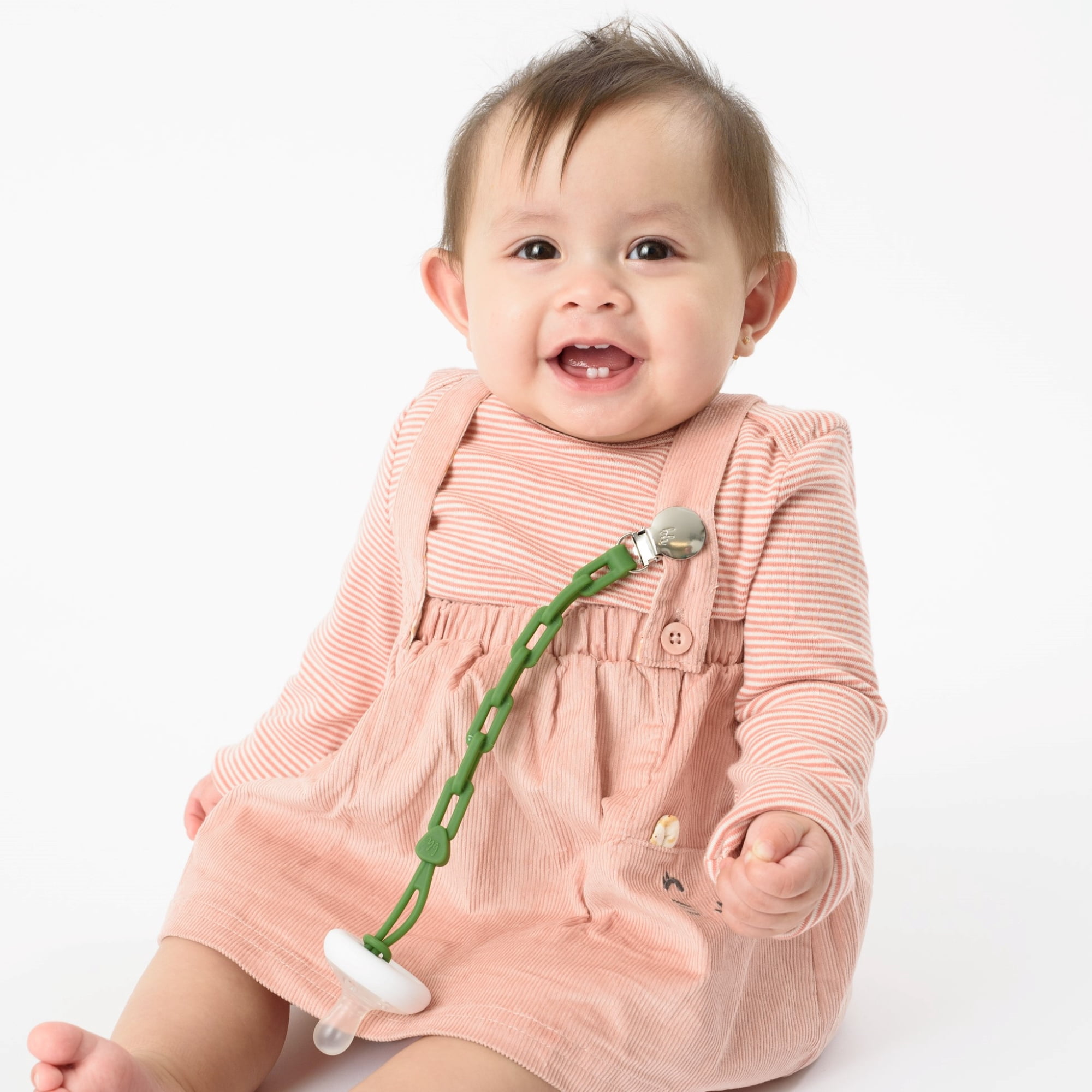BooginHead Silicone Universal Pacifier Clip for Infants and Toddler Boys and Girls, Green Chain