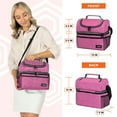 thumbnail image 4 of OPUX Lunch Box For Women, Insulated Large Lunch Bag Adult Work, Double Decker Lunchbox Meal Prep, Dual Compartment Leakproof Lunch Cooler, Soft Lunch Pail Tote for Girls, Kids, School (Pink, 16 Cans), 4 of 10