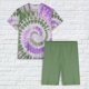 thumbnail image 4 of Conjunto de Pijama de las Mujeres de Manga Corta Sólida de Lechuga Y Pantalones Cortos de 2 Piezas de Poliéster, Pijama Suelto Casual para el Verano, 4 of 6