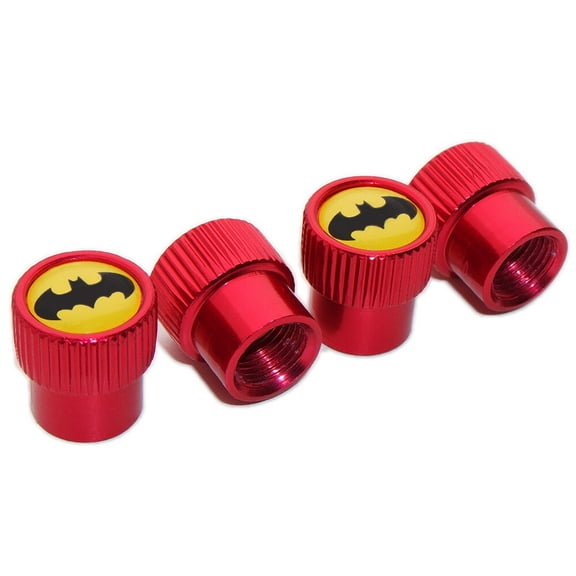 4pcs Universal Fit Batman Car Wheels Tire Air Valve Caps Stem Dust Cover Red