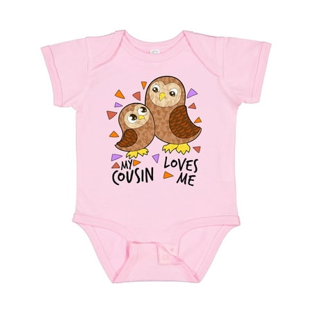 

Inktastic My Cousin Loves Me- Cute Owl Family Gift Baby Boy or Baby Girl Bodysuit