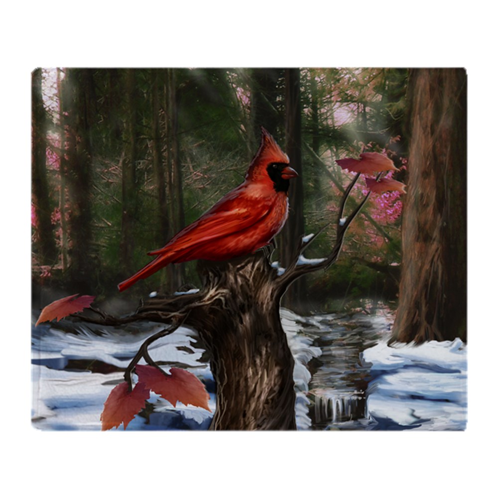 CafePress Cardinal Bird Art Soft Fleece Throw Blanket, 50"x60