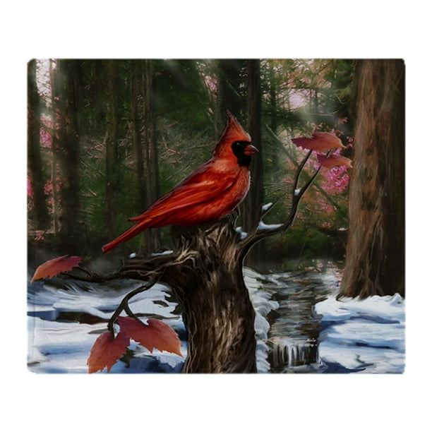 CafePress Cardinal Bird Art Soft Fleece Throw Blanket, 50"x60