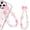 Pink, variant on Phone Charms Strap Bow Heart Beads Charm Strap Universal Lanyard Chain String for Phone Case