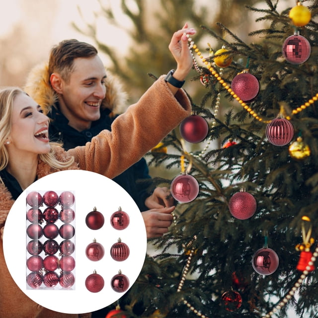 DPTALR 36PCS Christmas Xmas Tree Bauble Hanging Home Party Ornament Decor 6CM