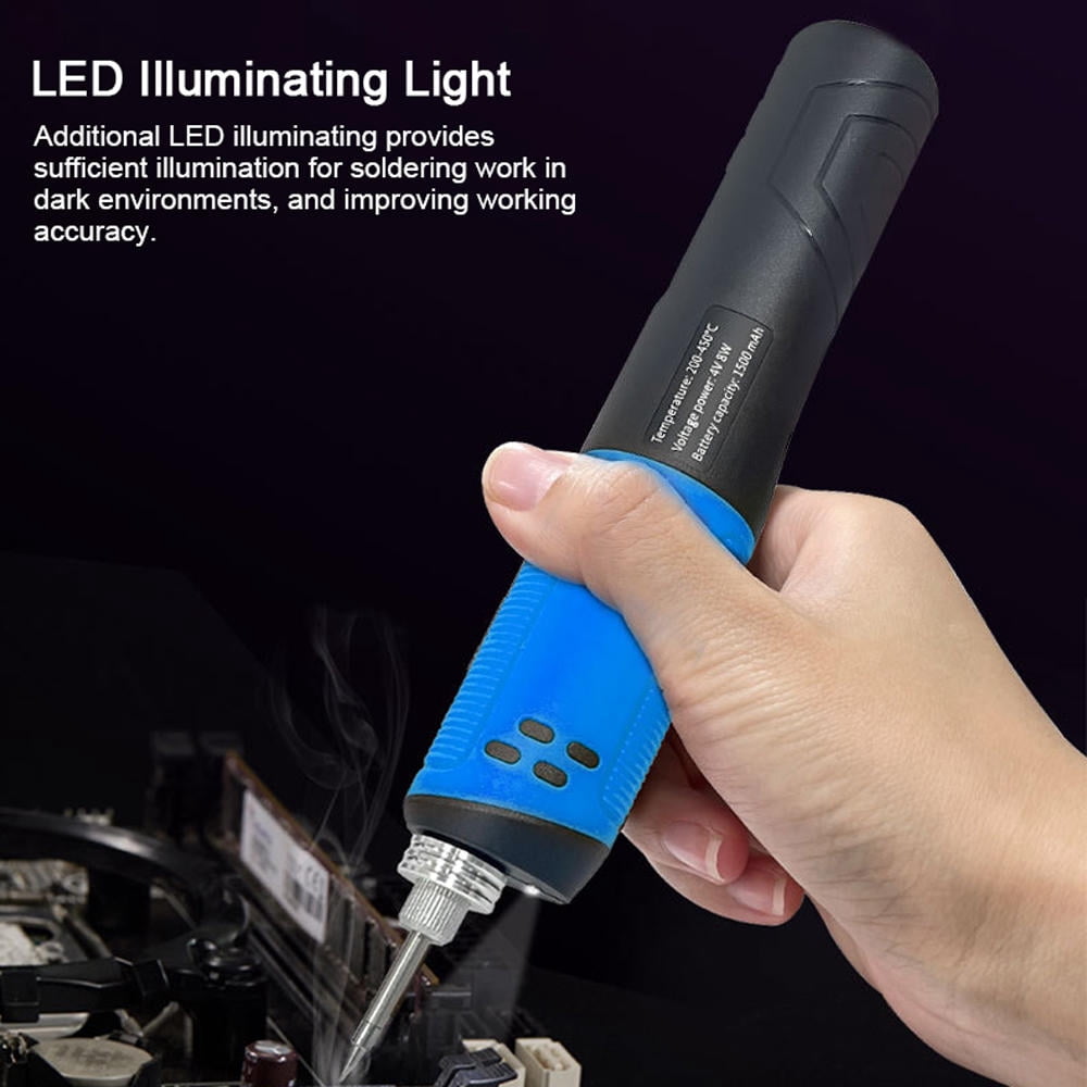 Yajisi Portable Smart Soldering Iron 200‑450℃ USB Rechargeable Pen with LED Display & Light, 1500mAh Battery, Fast Heat, Replaceable Tip, Cordless & Multi‑Source Charging