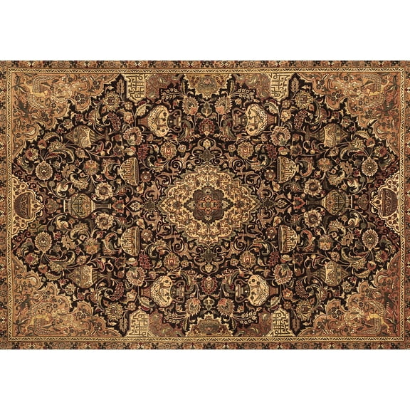 Ahgly Company Indoor Rectangle Medallion Brown Traditional Area Rugs, 5' x 7'