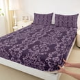 thumbnail image 3 of jejeloiu Victorian Baroque Floral Queen Sheet Sets,Purple Vintage Damask Bed Set For Girls Boys 4pcs, 3 of 7