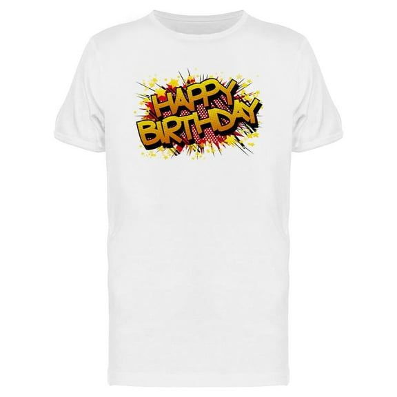 Comic Style Happy Birthday. T-Shirt Men -Image by Shutterstock, Male 3X-Large