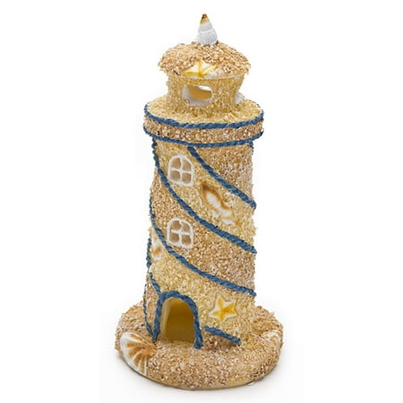 High Lighthouse (RR1050 Lighthouse with Seashell Sculptures Aquarium Ornament, Made of high-quality resin By Pen)