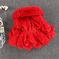 thumbnail image 4 of GYRATEDREAM Baby Girls Faux Fur Warm Cloak Coat Cute Winter Furry Cape Jacket Fluffy Plush Fleece Outwear with Bowknot for 4Y Red, 4 of 7