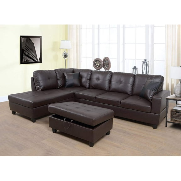 Ainehome Furniture Sectional Sofa Set, Living Room Sofa Set, Leather Sectional Sofa, Brown Sofa Set