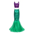 thumbnail image 2 of Raenseen Robe de Sirène d'Halloween pour Femmes, Ensemble de Jupe Sirène Maxi à Imprimé Écailles de Poisson, Violet&Vert, 2 of 7