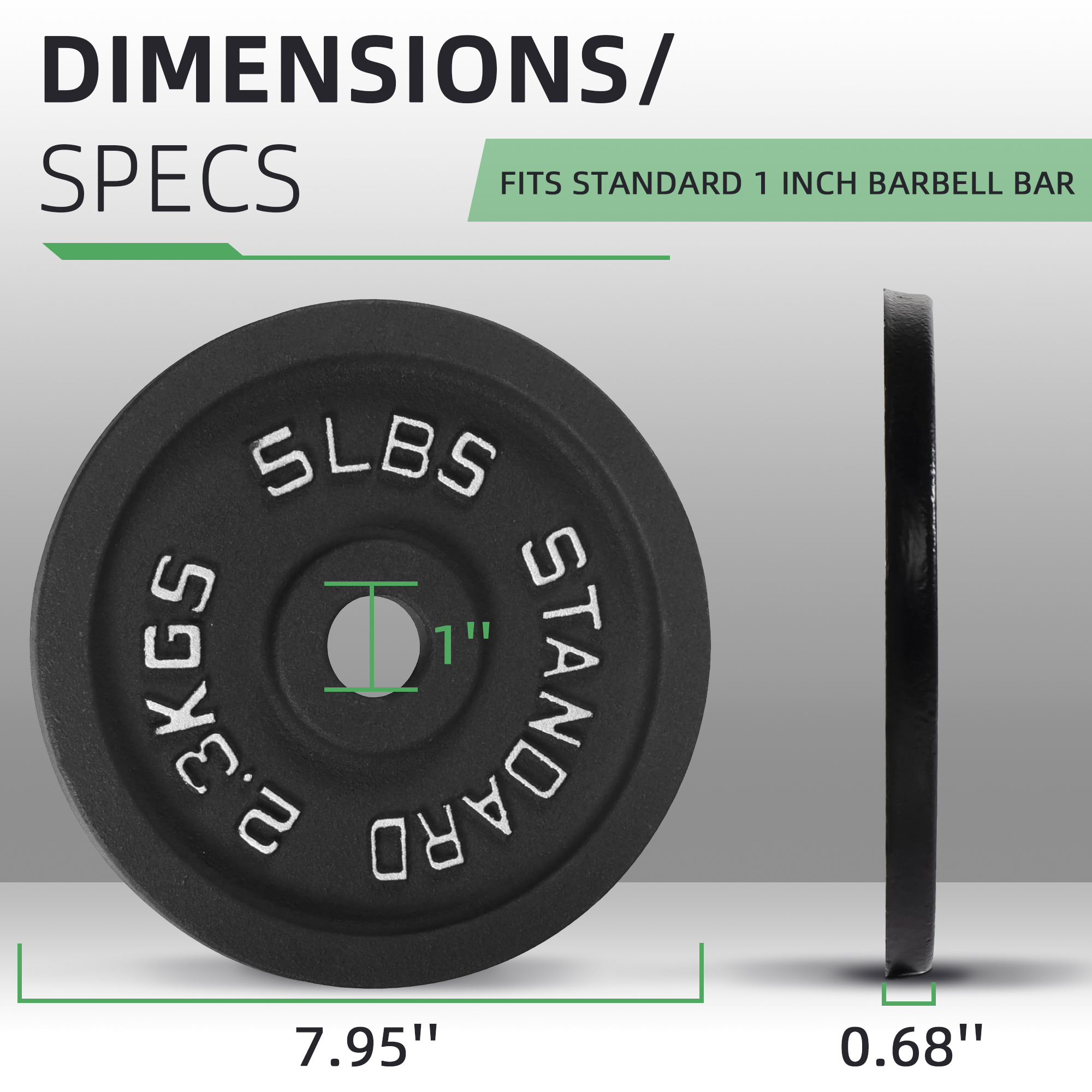 BalanceFrom Classic Weight Plates, Cast Iron, 5 Pound
