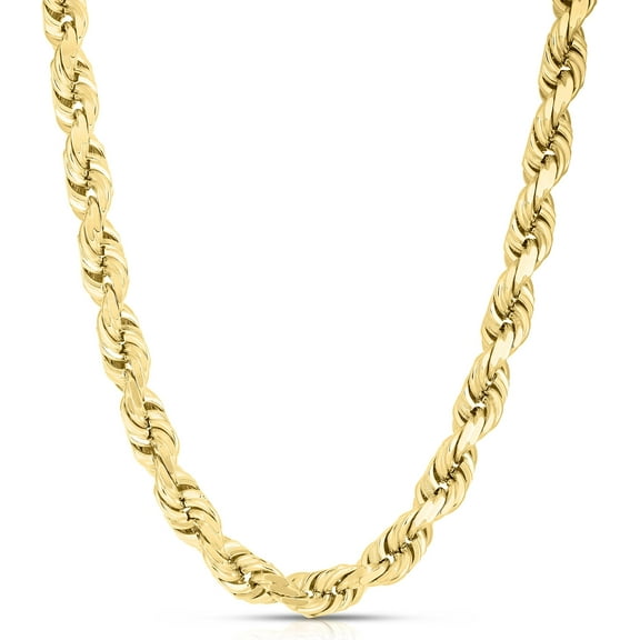 Floreo 10k Yellow Gold 10mm Solid Rope Chain Diamond Cut Necklace