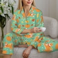 thumbnail image 6 of KLL Cute Shiba And Pumpkins Print Women's Long Sleeve Pajamas with Pants Sleepwear Loungewear 2 Set-Small, 6 of 8