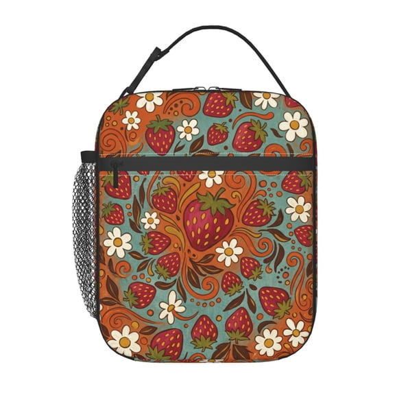 Strawberry Lunchbox Insulated Lunch Bag Reusable Cooler Lunch Boxes Tote Box Reusable Lunch Bags For Women Adult For Gifts Office Picnic Travel Beach