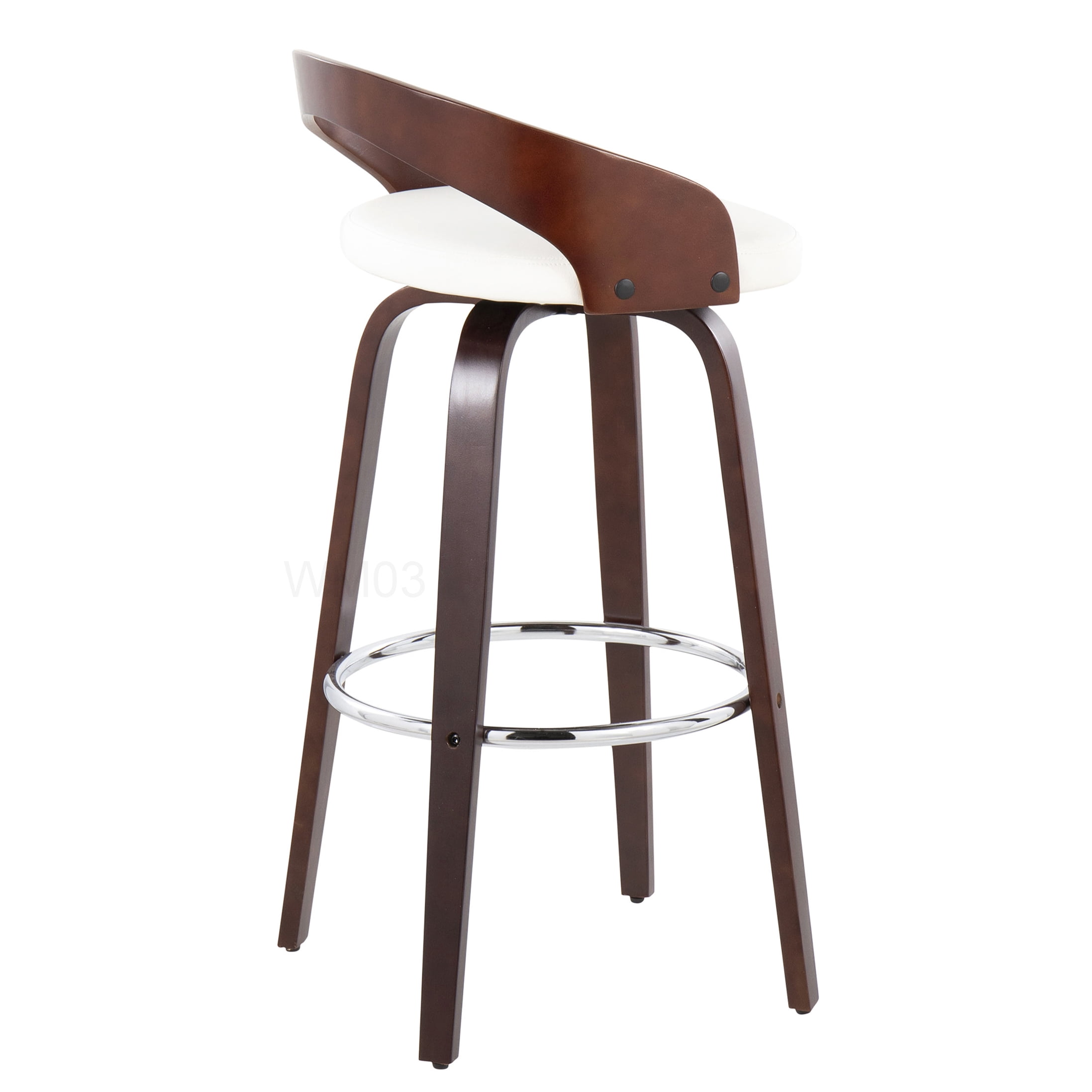 Swivel Bar Stools Set of 2, Modern Counter Stools with Faux Leather Seat and Chrome Footrest