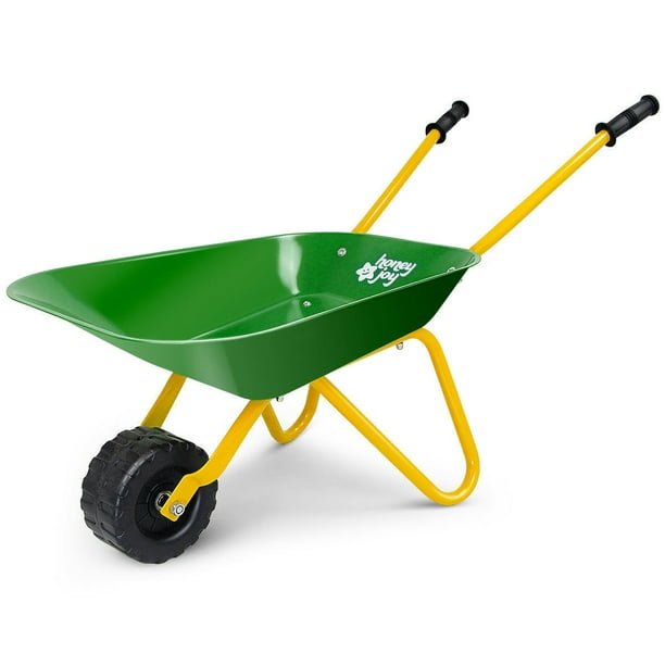 Costway Steel Wheelbarrow for Kids, Green