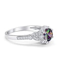 thumbnail image 3 of Floral Art Deco Engagement Ring Rainbow CZ 925 Sterling Silver Size 4, 3 of 5